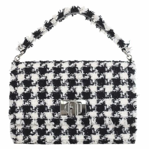 Sell Furla Tweed Top Handle Bag Black White Multicolor